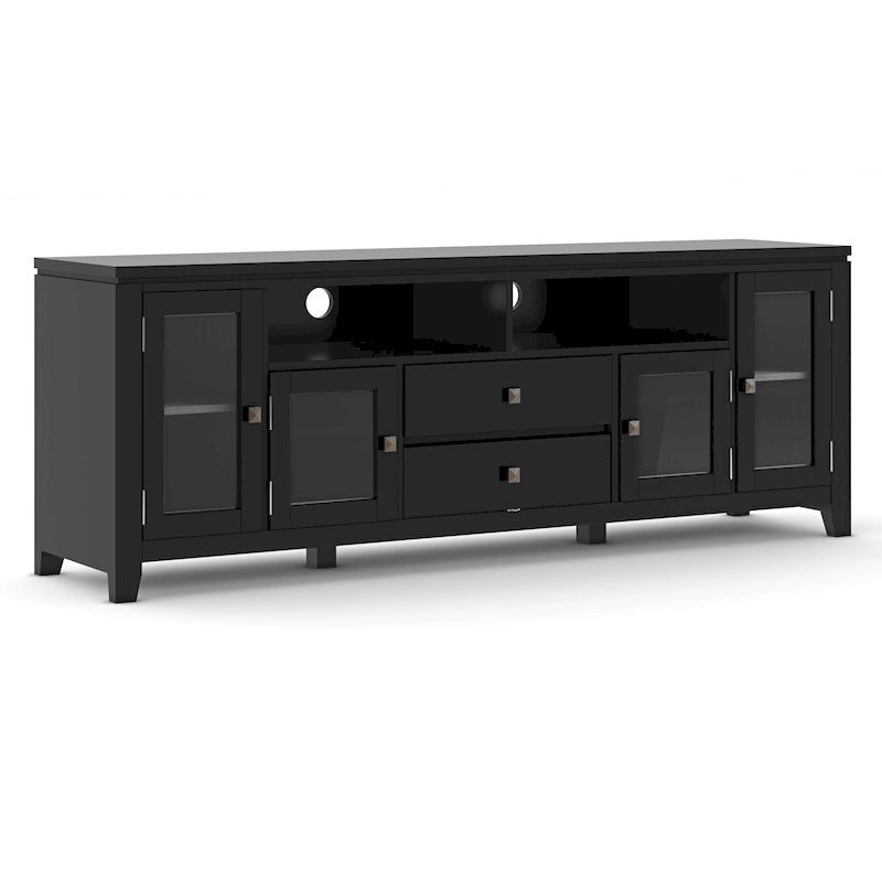 Meuble TV/Média Contemporain en Bois Massif de 183 cm de Large pour TV jusqu'à 80 pouces