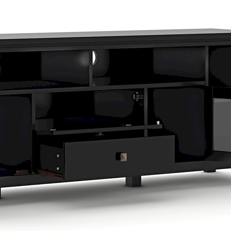 Meuble TV/Média Contemporain en Bois Massif de 183 cm de Large pour TV jusqu'à 80 pouces