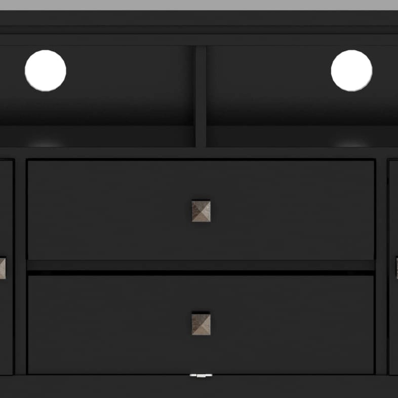 Meuble TV/Média Contemporain en Bois Massif de 183 cm de Large pour TV jusqu'à 80 pouces