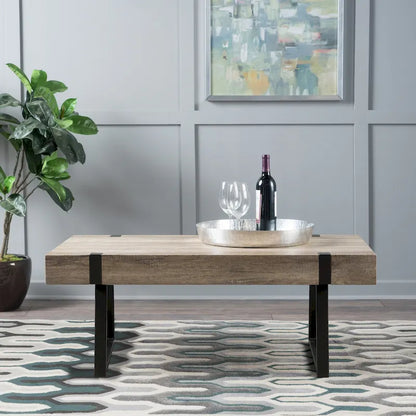 Table basse aspect bois - 43,25 pouces (L) x 23,60 pouces (l) x 16,75 pouces (H)