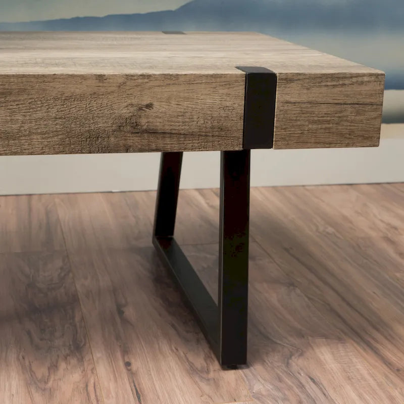 Table basse aspect bois - 43,25 pouces (L) x 23,60 pouces (l) x 16,75 pouces (H)