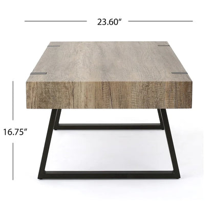 Table basse aspect bois - 43,25 pouces (L) x 23,60 pouces (l) x 16,75 pouces (H)