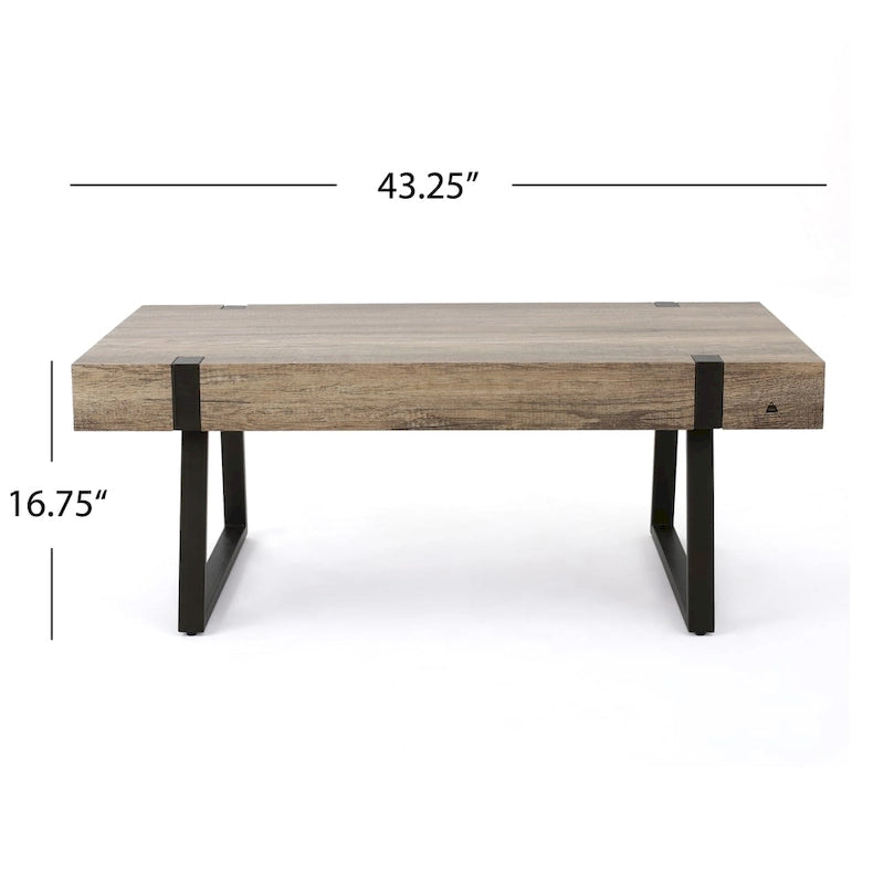 Table basse aspect bois - 43,25 pouces (L) x 23,60 pouces (l) x 16,75 pouces (H)
