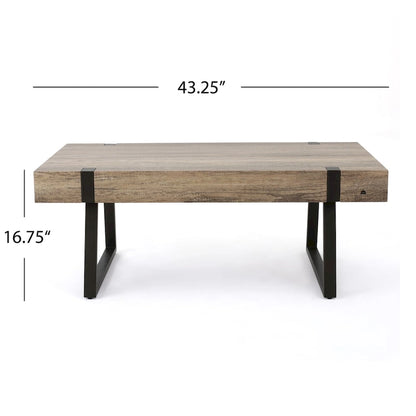 Table basse aspect bois - 43,25 pouces (L) x 23,60 pouces (l) x 16,75 pouces (H)