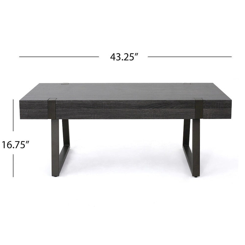 Table basse aspect bois - 43,25 pouces (L) x 23,60 pouces (l) x 16,75 pouces (H)