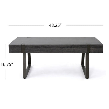 Table basse aspect bois - 43,25 pouces (L) x 23,60 pouces (l) x 16,75 pouces (H)