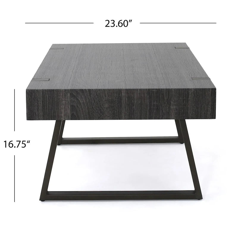 Table basse aspect bois - 43,25 pouces (L) x 23,60 pouces (l) x 16,75 pouces (H)