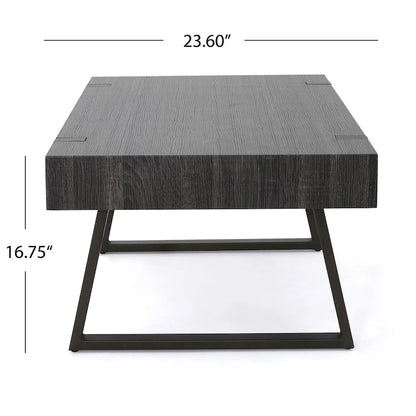 Table basse aspect bois - 43,25 pouces (L) x 23,60 pouces (l) x 16,75 pouces (H)