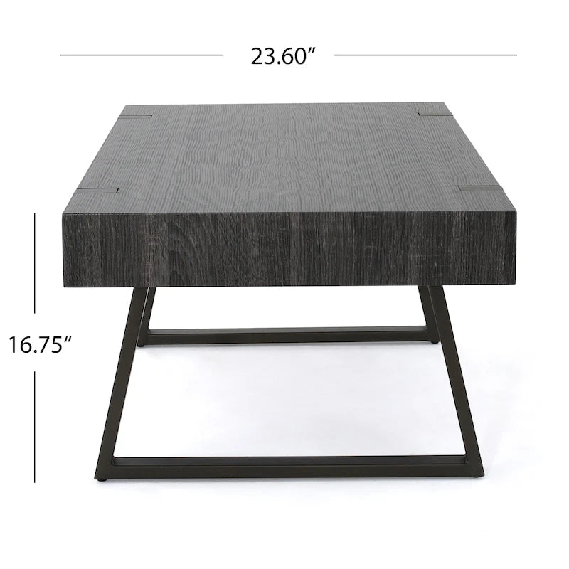 Table basse aspect bois - 43,25 pouces (L) x 23,60 pouces (l) x 16,75 pouces (H)
