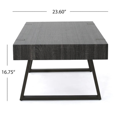 Table basse aspect bois - 43,25 pouces (L) x 23,60 pouces (l) x 16,75 pouces (H)