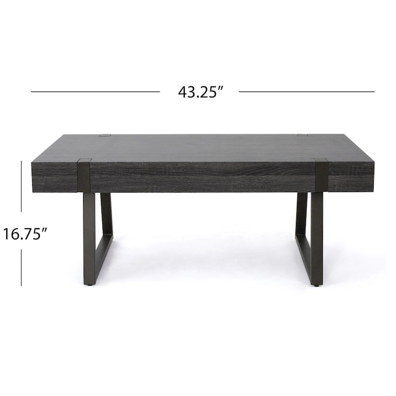 Table basse aspect bois - 43,25 pouces (L) x 23,60 pouces (l) x 16,75 pouces (H)