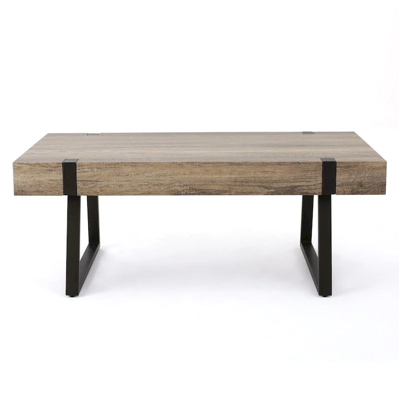 Table basse aspect bois - 43,25 pouces (L) x 23,60 pouces (l) x 16,75 pouces (H)