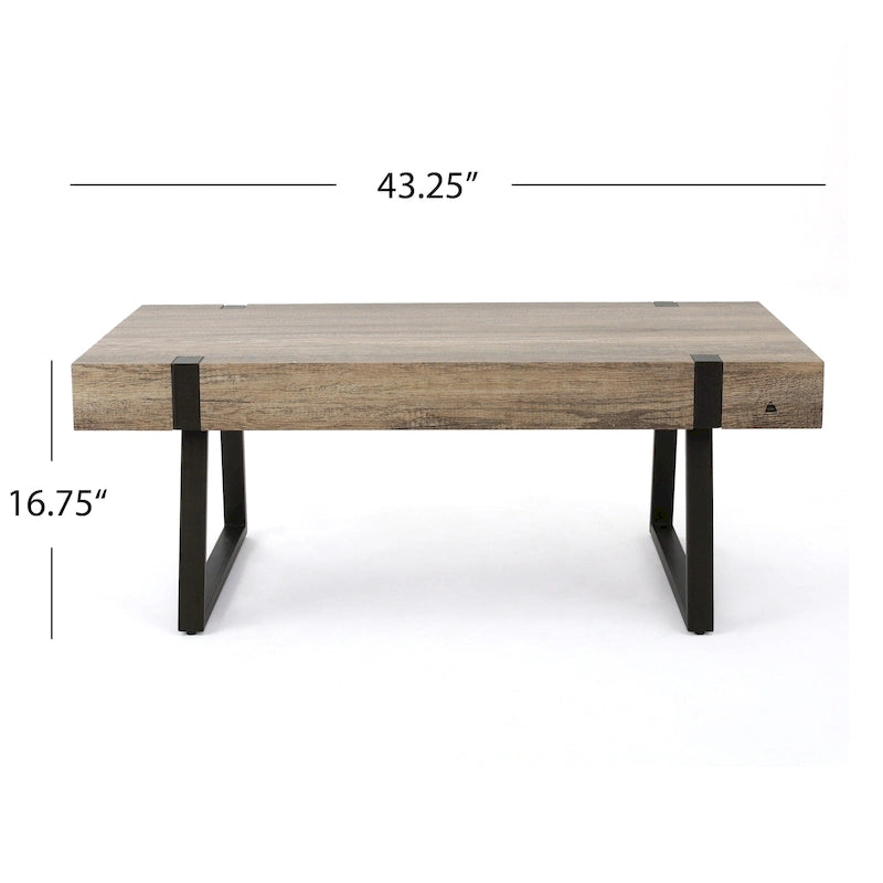 Table basse aspect bois - 43,25 pouces (L) x 23,60 pouces (l) x 16,75 pouces (H)