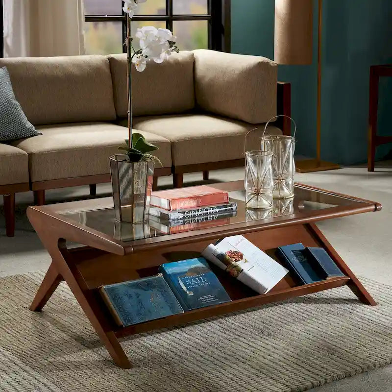 Table basse Rocket en bois et verre trempé