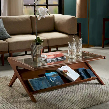 Table basse Rocket en bois et verre trempé