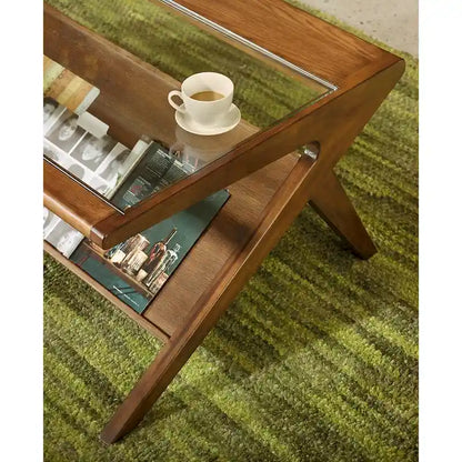 Table basse Rocket en bois et verre trempé