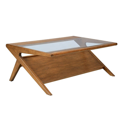 Table basse Rocket en bois et verre trempé