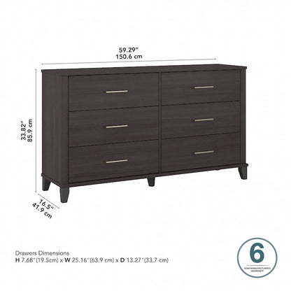 Commode grise texturée à grain de bois de style transitionnel
