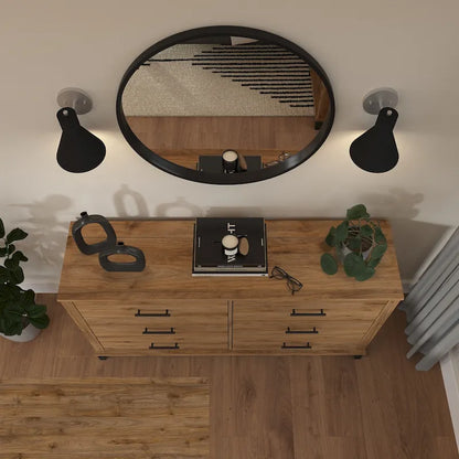 Commode grise texturée à grain de bois de style transitionnel