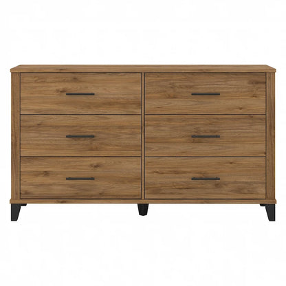 Commode grise texturée à grain de bois de style transitionnel