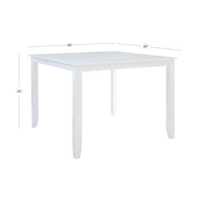Table de salle à manger carrée de hauteur comptoir blanche