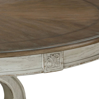 La table de salle à manger ronde en bois antique blanc de 60 pouces Farmhouse