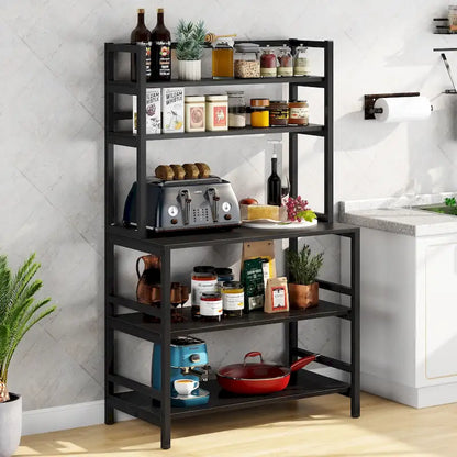 Étagère de cuisine à 5 niveaux, étagère de rangement utilitaire pour four à micro-ondes, desserte à micro-ondes industrielle avec huche