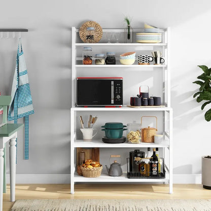 Étagère de cuisine à 5 niveaux, étagère de rangement utilitaire pour four à micro-ondes, desserte à micro-ondes industrielle avec huche