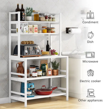 Étagère de cuisine à 5 niveaux, étagère de rangement utilitaire pour four à micro-ondes, desserte à micro-ondes industrielle avec huche