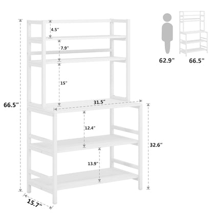 Étagère de cuisine à 5 niveaux, étagère de rangement utilitaire pour four à micro-ondes, desserte à micro-ondes industrielle avec huche