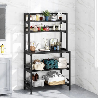 Étagère de cuisine à 5 niveaux, étagère de rangement utilitaire pour four à micro-ondes, desserte à micro-ondes industrielle avec huche