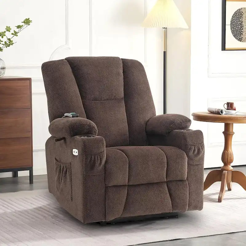 Fauteuil inclinable électrique avec massage et chaleur, tissu peluche 8015