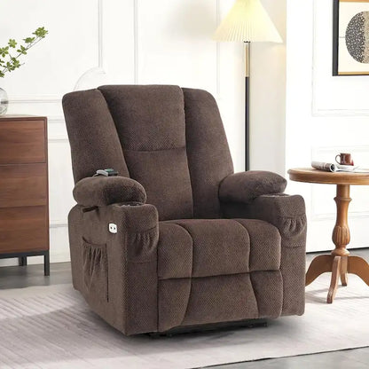 Fauteuil inclinable électrique avec massage et chaleur, tissu peluche 8015