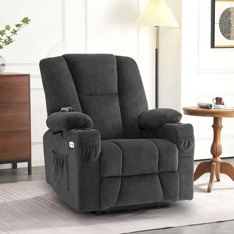 Fauteuil inclinable électrique avec massage et chaleur, tissu peluche 8015