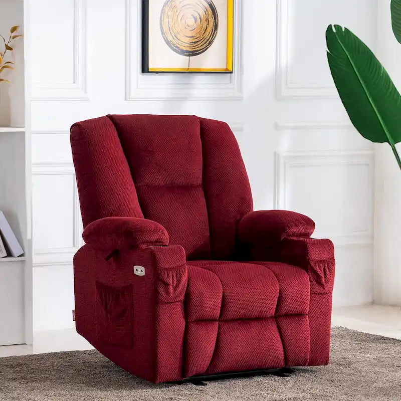 Fauteuil inclinable électrique avec massage et chaleur, tissu peluche 8015