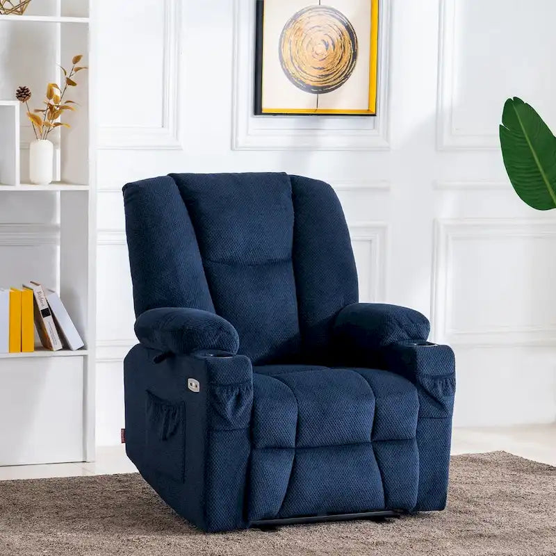 Fauteuil inclinable électrique avec massage et chaleur, tissu peluche 8015