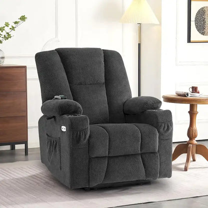 Fauteuil inclinable électrique avec massage et chaleur, tissu peluche 8015