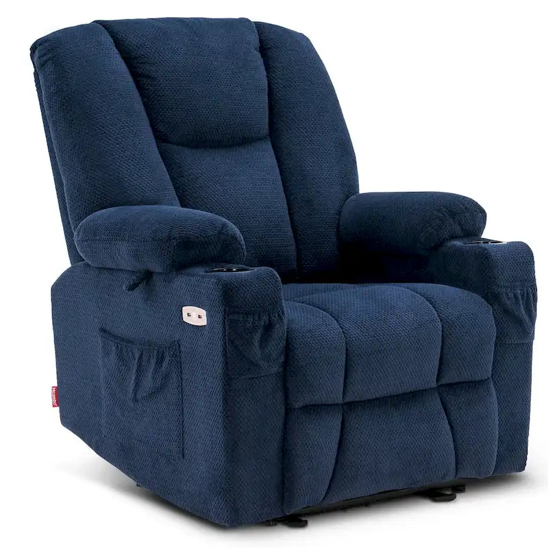 Fauteuil inclinable électrique avec massage et chaleur, tissu peluche 8015