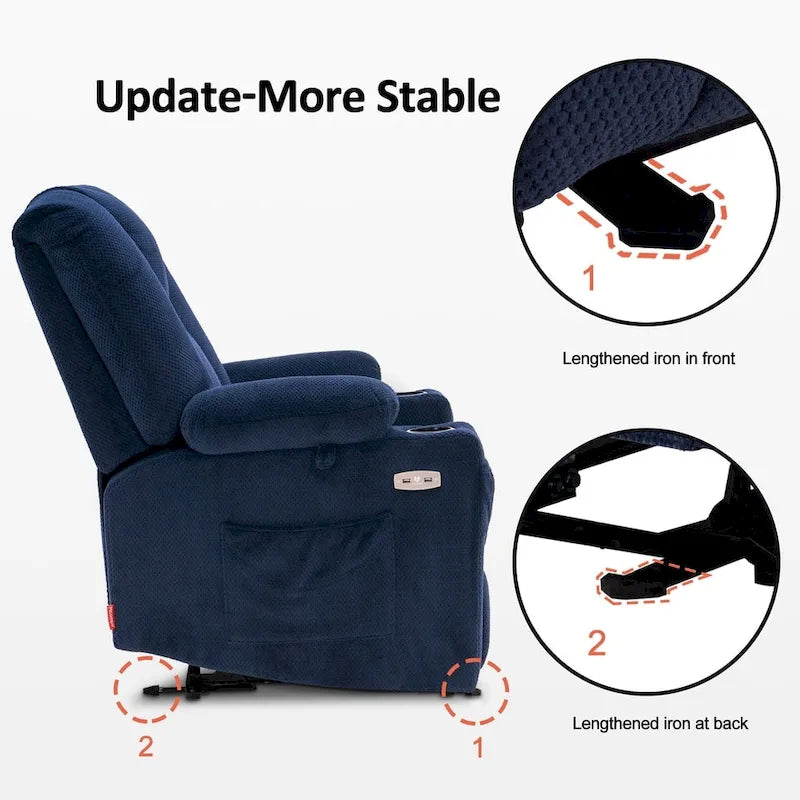 Fauteuil inclinable électrique avec massage et chaleur, tissu peluche 8015