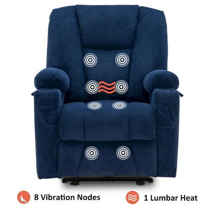 Fauteuil inclinable électrique avec massage et chaleur, tissu peluche 8015