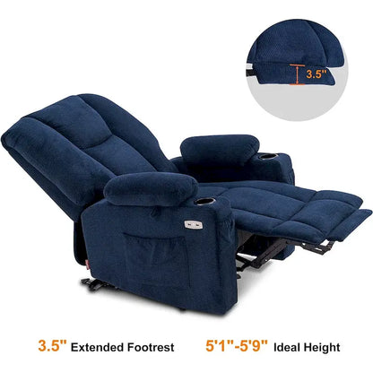 Fauteuil inclinable électrique avec massage et chaleur, tissu peluche 8015