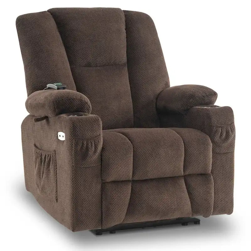 Fauteuil inclinable électrique avec massage et chaleur, tissu peluche 8015