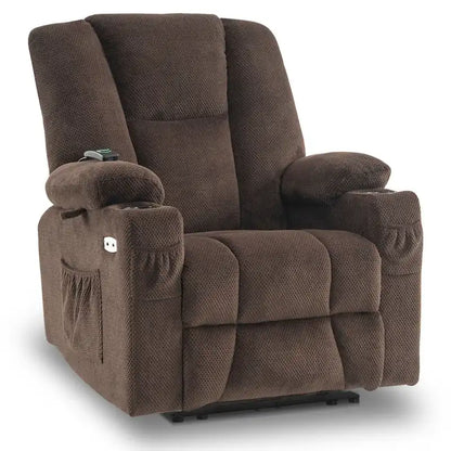 Fauteuil inclinable électrique avec massage et chaleur, tissu peluche 8015