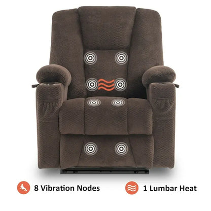 Fauteuil inclinable électrique avec massage et chaleur, tissu peluche 8015