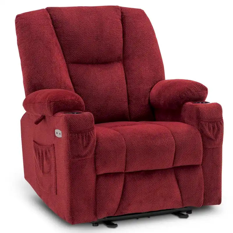 Fauteuil inclinable électrique avec massage et chaleur, tissu peluche 8015