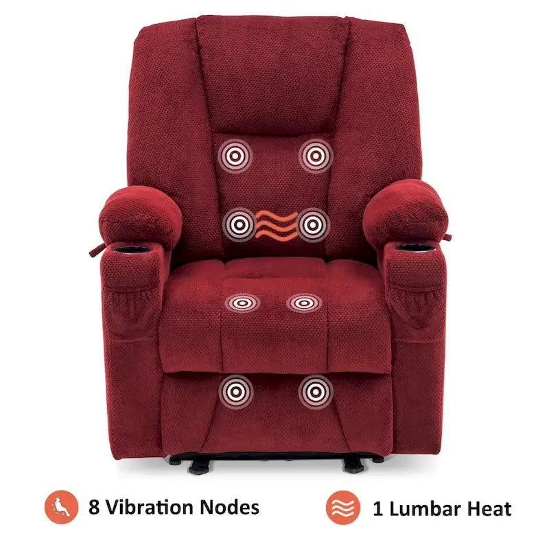 Fauteuil inclinable électrique avec massage et chaleur, tissu peluche 8015
