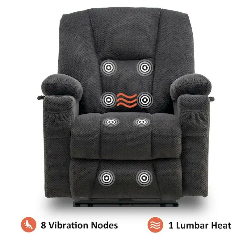 Fauteuil inclinable électrique avec massage et chaleur, tissu peluche 8015