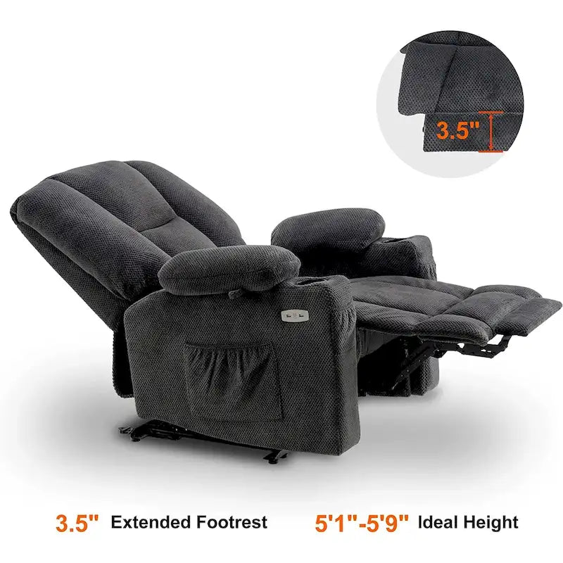 Fauteuil inclinable électrique avec massage et chaleur, tissu peluche 8015