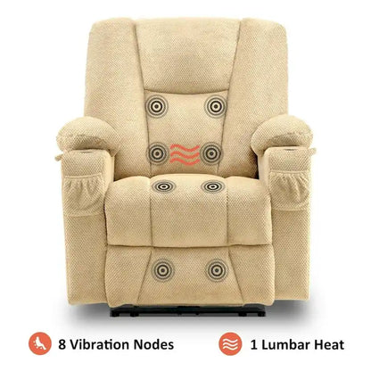 Fauteuil inclinable électrique avec massage et chaleur, tissu peluche 8015