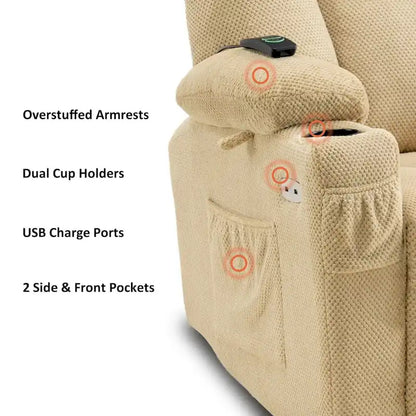 Fauteuil inclinable électrique avec massage et chaleur, tissu peluche 8015